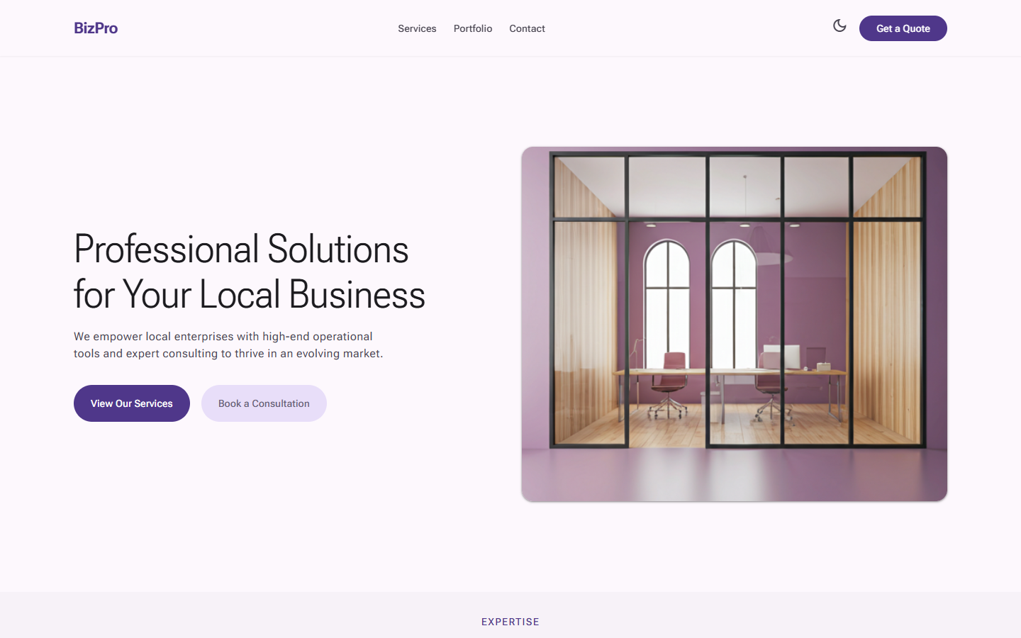 BizPro Screenshot - Violet lavender Material design layout