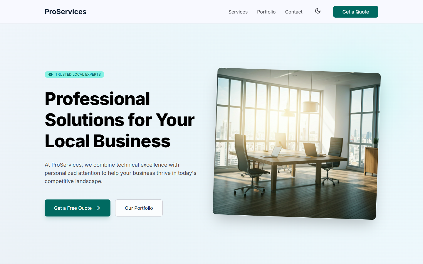 ProServices Screenshot - Teal Slate corporate layout